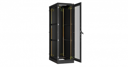 19" Напольный шкаф 24U                    Ш600хГ800мм, дверь стекло, цельнометаллические стенки,  черный