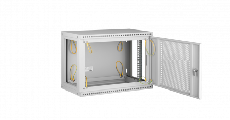 19" Настенный разборный шкаф 12U                    Ш600хГ450мм, перфорированная дверь, серый