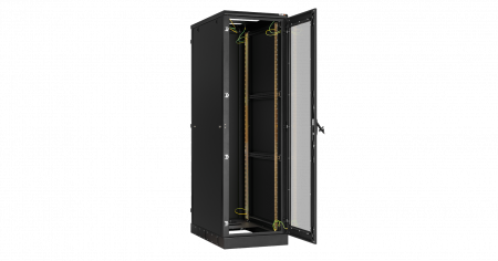 19" Напольный шкаф 24U                    Ш600хГ800мм, дверь стекло, цельнометаллические стенки,  черный