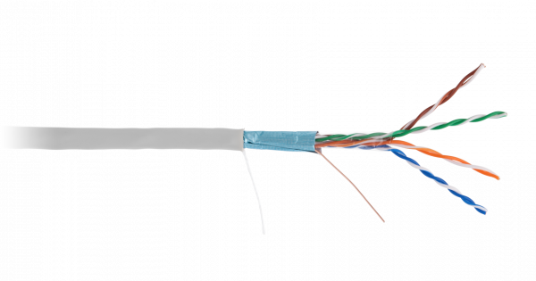 Кабель NETLAN F/UTP 4 пары, Кат.5e (Класс D), медный, внутренний, PVC нг(B), серый, 100м