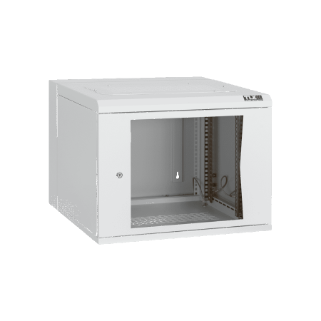 19" Настенный шкаф 12U                    Ш600хГ620мм, стеклянная дверь, серый