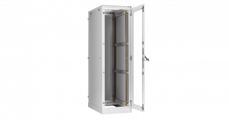 19" Напольный шкаф 24U                    Ш600хГ800мм, дверь стекло, цельнометаллические стенки, серый