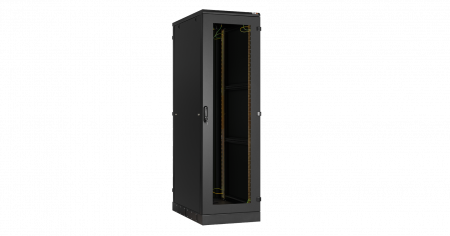 19" Напольный шкаф 24U                    Ш600хГ800мм, дверь стекло, цельнометаллические стенки,  черный