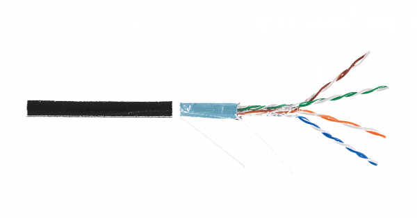 Кабель NETLAN F/UTP 4 пары, Кат.5e (Класс D), медный, внешний, PE до -40C, черный, 100м